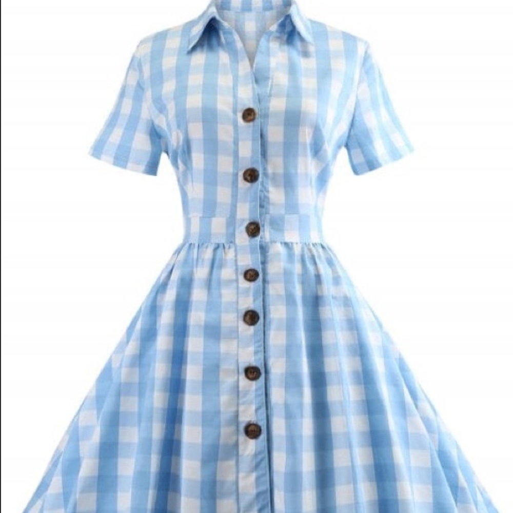 Plaid Short Sleeve A Line Dress